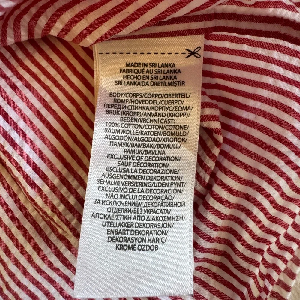 Polo Ralph Lauren Button Down Mens 2XLT Red Seersucker Stripe Short Sleeve Shirt